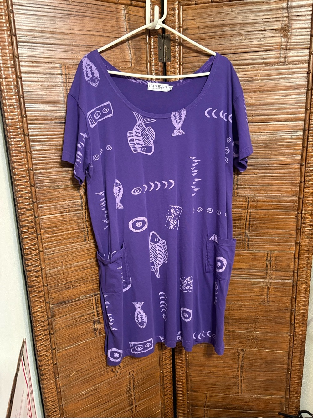 INGEAR Purple Short Sleeve Pocket Tunic Top